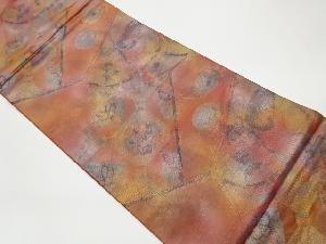 リサイクル　切り嵌め風に抽象花模様織出し袋帯